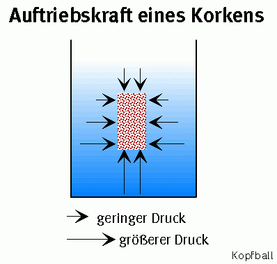 Physikalische Anschauung von der Auftriebskraft eines Korkens